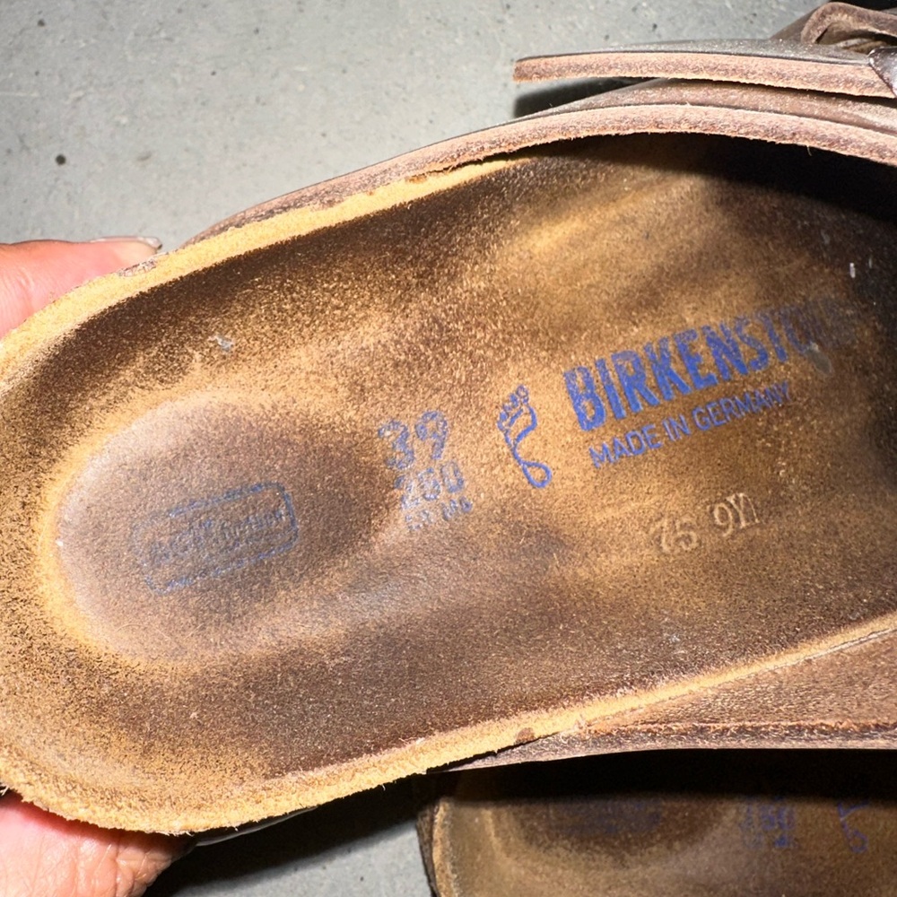 Birkenstock gold/bronze Leather Footbed Sandals - Picture 4 of 5